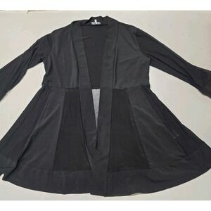 Carine Black Lightweight Open Front Duster Sheer Mesh Size Small